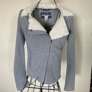American Rag Zip Up Sweater with Faux Fur